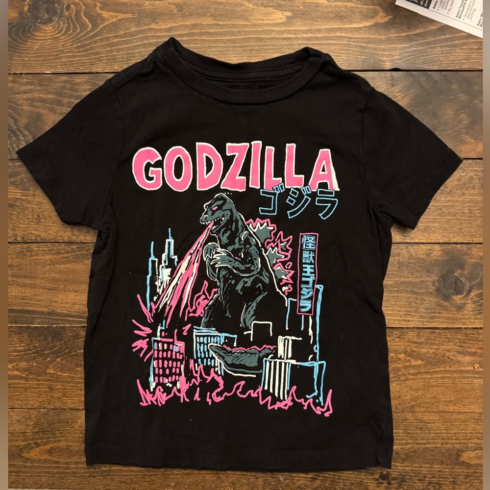 Old Navy Black T-Shirt with Godzilla Graphic
